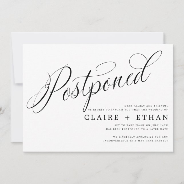 Invitation Insertion de report Mariage simple (Devant)