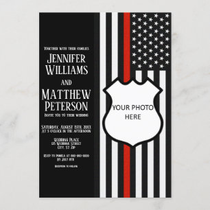 Invitation Insigne de photo de la ligne rouge mince