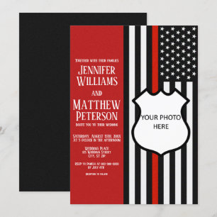 Invitation Insigne de photo de la ligne rouge mince