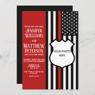 Invitation Insigne de photo de ligne rouge mince