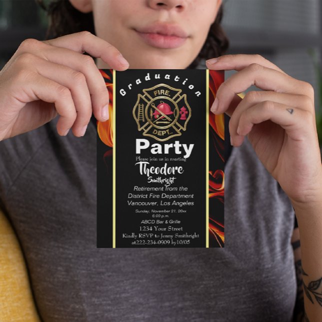 Invitation Insigne de pompier Graduation d'un sapeur-pompier (Créateur téléchargé)