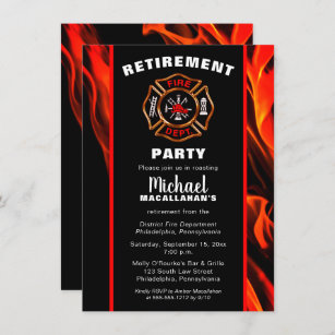 Invitation Insigne incendie pompier pompier Parti de retraite