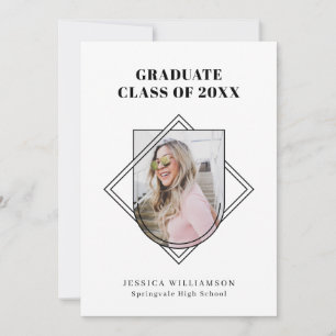 Invitation Insigne photo minimal Classe de Graduate Party