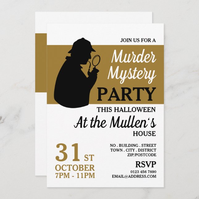 Invitation Inspecteur Silhouette, Mystère du meurtre Hallowee (Devant / Derrière)