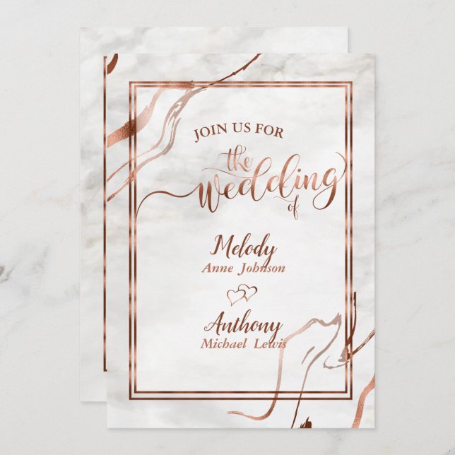 Invitation Inspiration moderne en cuivre et marbre italien Ma (Devant / Derrière)
