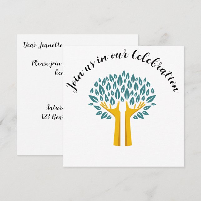 Invitation Inspirational Tree of Life Cancer Survivor Party (Devant / Derrière)