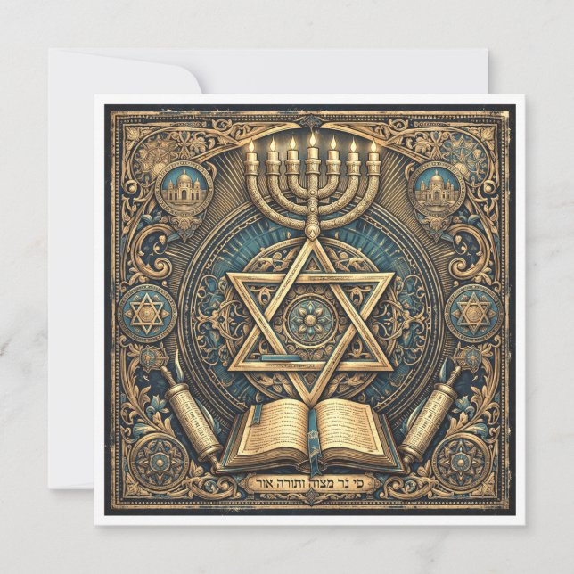 Invitation inspirée de la Judaica à une cérémonie  (Devant)