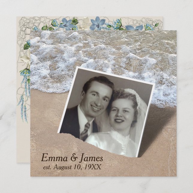 Invitation Instantané de la plage de renouvellement Vow maria (Devant / Derrière)