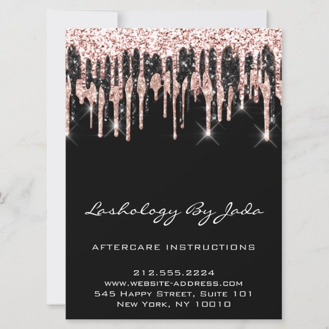 Invitation Instructions de suivi Lashes Retour Rose Moderne (Devant)