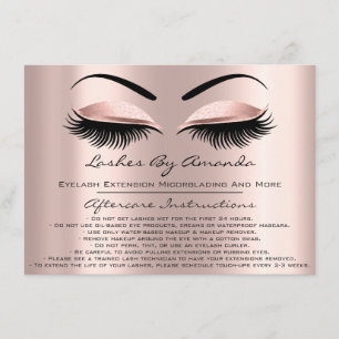 Invitation Instructions de suivi Lashes Rose Brows Maquillage