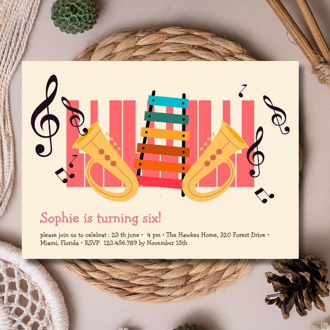 Invitation Instruments de musique anniversaire enfants (Créateur téléchargé)