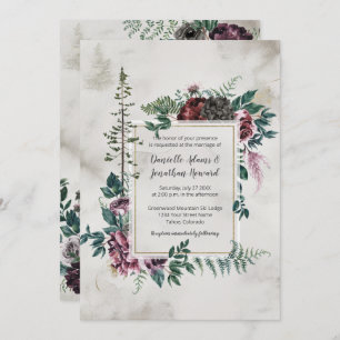 Invitation Into the Wild Rustic Burgundy Floral Mariage