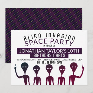 Invitation Invasion Alien fête d'anniversaire