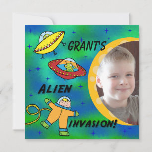 Invitation Invasion Alien photo personnalisée Invasion Annive