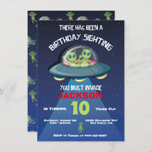 Invitation Invasion Alien spatiale Fête d'anniversaire
