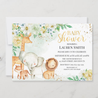 Invitation Invitación a Baby Shower para animales florales