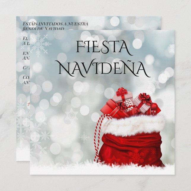 Invitation Invitación A La Fiesta Navideña Festiva (Devant / Derrière)