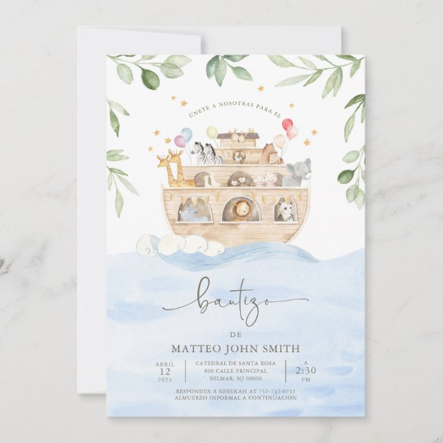 Invitation Invitación al Bautismo del Arca de Noé (Devant)