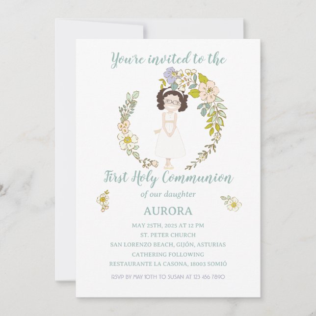 Invitation Invitación AURORA Primera Comunión (Devant)