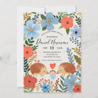 Invitation Invitación Baby shower Hedgehog Love