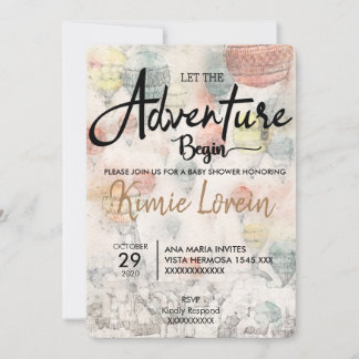 INVITATION INVITACIÓN BABY SHOWER QUE EMPIECE LA AVENTURA