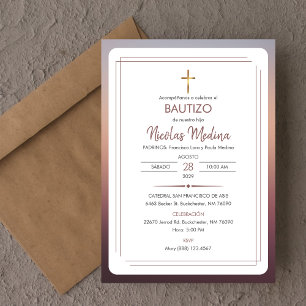 Invitation Invitacion Bautizo Élégant minimaliste Baptême