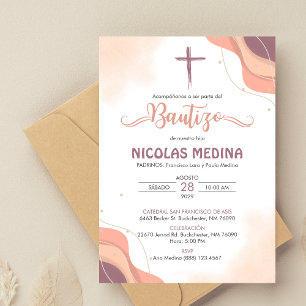 Invitation Invitacion Bautizo Élégant minimaliste Boho Baptêm