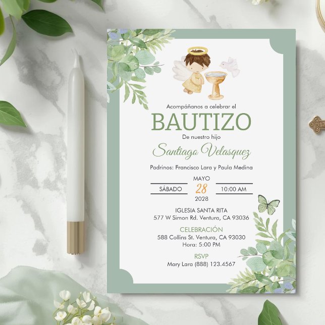 Invitation Invitacion Bautizo en espagnol Baptism Baby Boy (Créateur téléchargé)