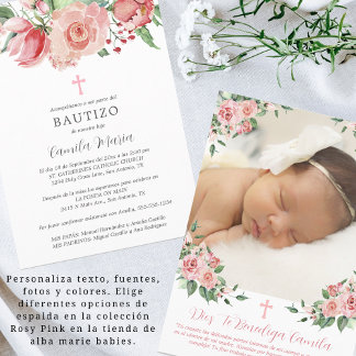 Invitation Invitación Bautizo Niña Baptême espagnol pour les