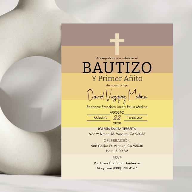 Invitation Invitacion Bautizo Primer Año 1er Anniversaire Bap (Créateur téléchargé)