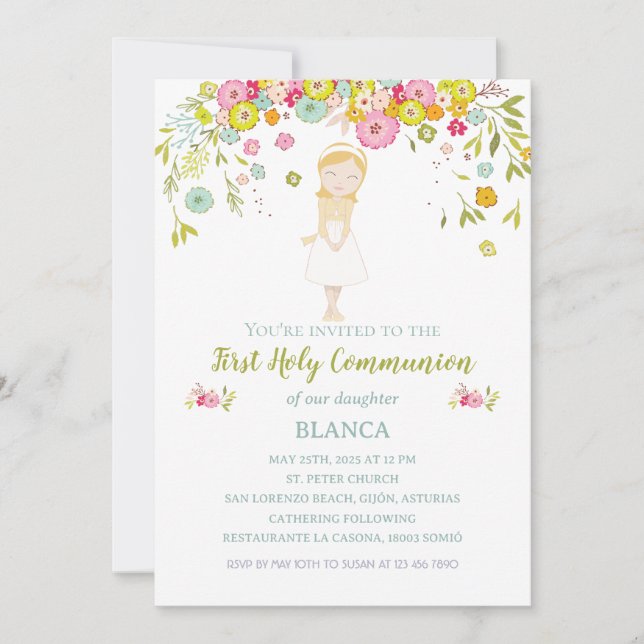 Invitation Invitación BLANCA Primera Comunión (Devant)