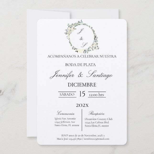 Invitation Invitación boda de plata (Devant)