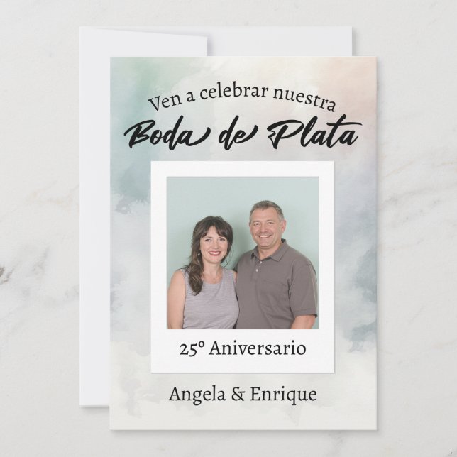Invitation Invitación Boda Plata 25 años Foto Personalizada (Devant)