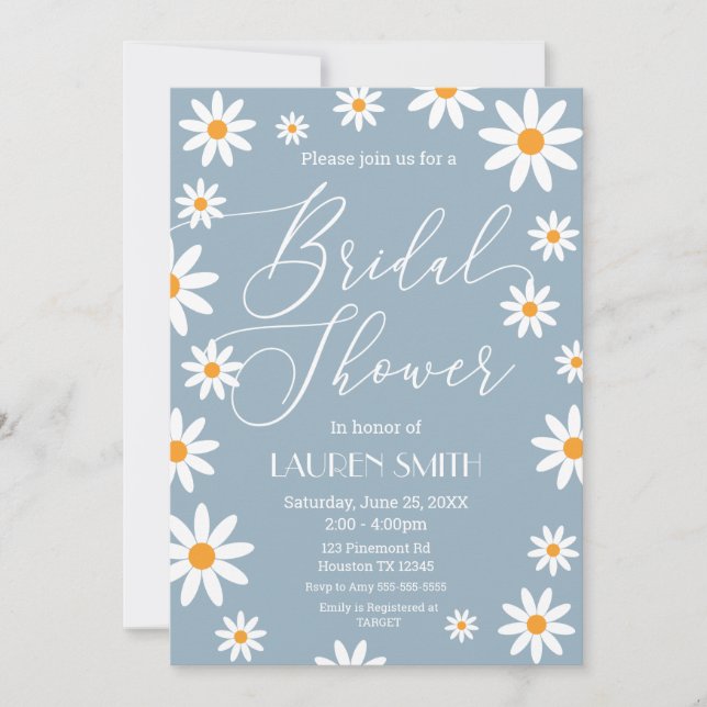 Invitation Invitación Boho Daisies Bridal Shower party (Devant)
