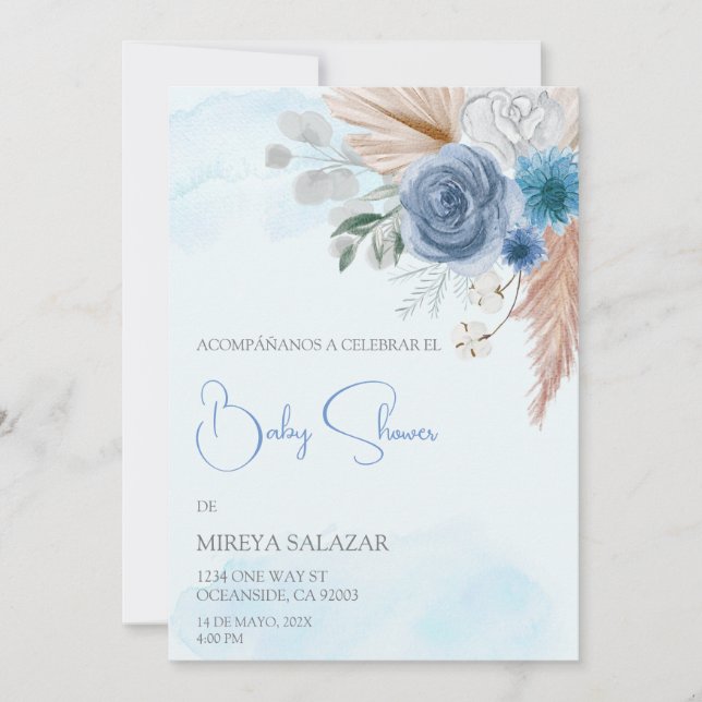 Invitation Invitacion de baby shower para niño tema boho (Devant)