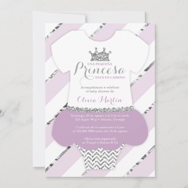 Invitation Invitación de Baby shower para una Princes (Devant)