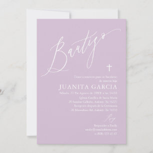 Invitation Invitación de bautismo de niña púrpura