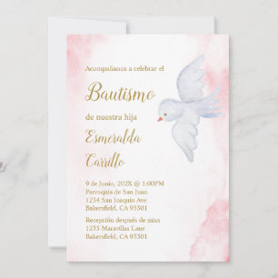 Invitation Invitación de bautismo para niña con paloma blanca