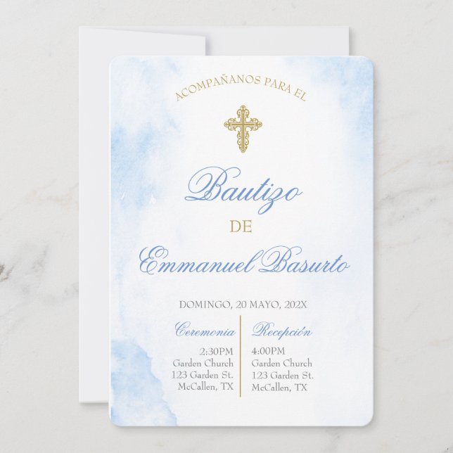 Invitation Invitación de bautismo para niño (Devant)