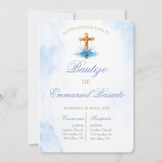 Invitation Invitación de bautismo para niño (Devant)