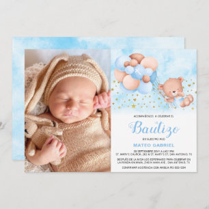 Invitation Invitación de Bautizo para Niño con Foto Baptism