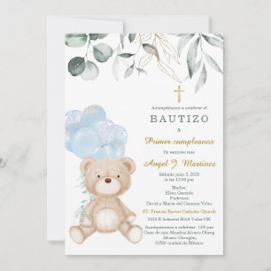 Invitation Invitación de Bautizo Y Primer Añito