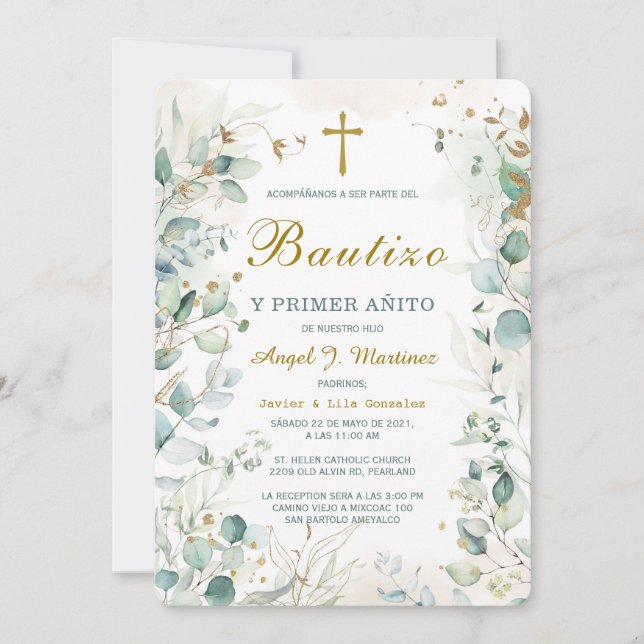 Invitation Invitación de Bautizo Y Primer Añito (Devant)