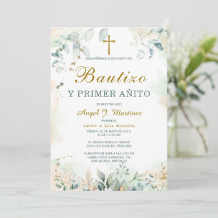 Invitation Invitación de Bautizo Y Primer Añito