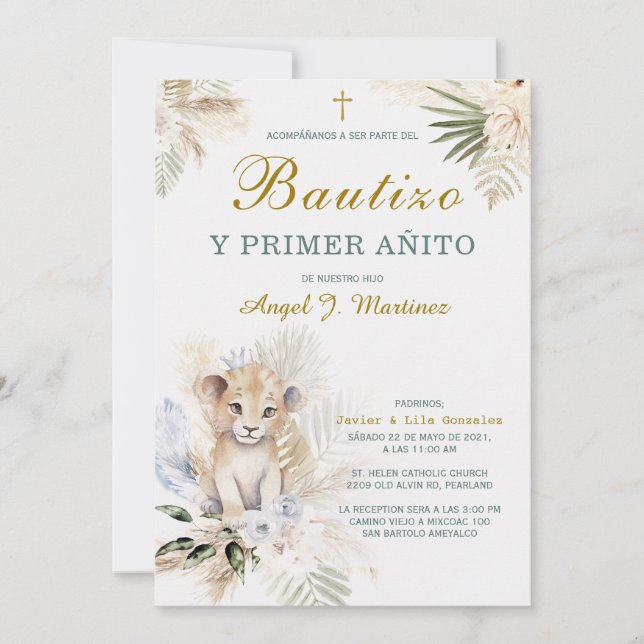 Invitation Invitación de Bautizo Y Primer Añito (Devant)