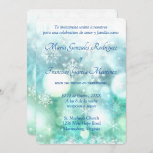 Invitation Invitacion de Boda Acuarela de Copo de Nieve