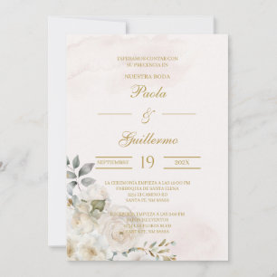 Invitation Invitación de boda beige con flanca