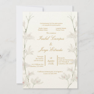Invitation Invitación de boda con flor bleu beige