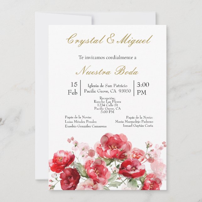 Invitation invitación de boda con ramo (Devant)