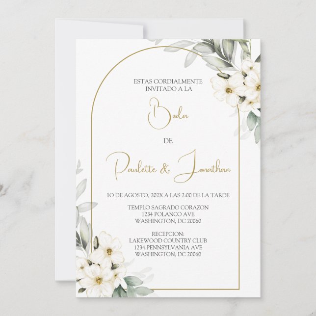 Invitation Invitacion de boda con ramo blanco (Devant)